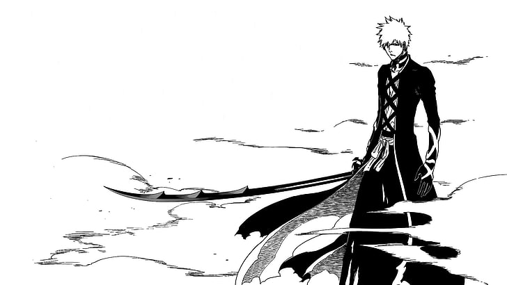 man wearing black top sketch, Bleach, Kurosaki Ichigo, manga, HD wallpaper