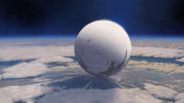 white planet illustration, Destiny (video game), science fiction