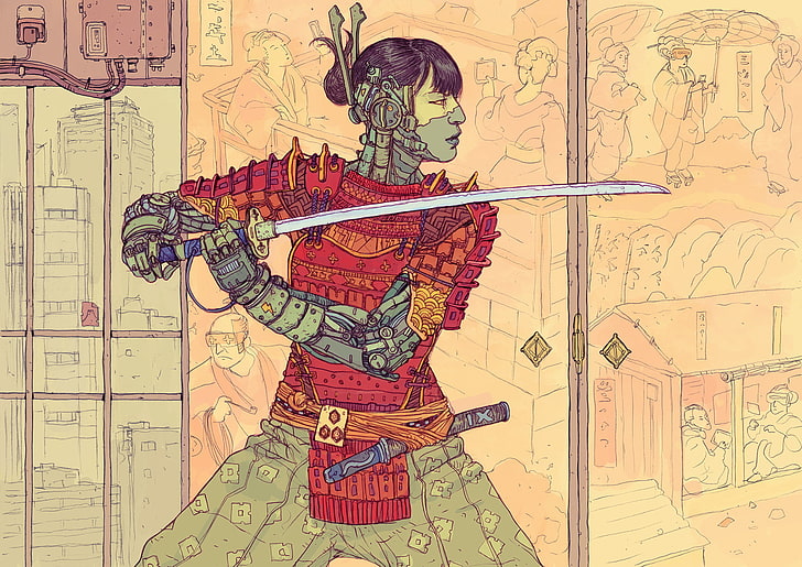 Cyberpunk samurai 1080P, 2K, 4K, 5K HD wallpapers free download