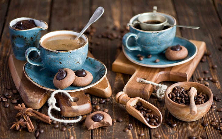Coffee Cookies Cups, HD wallpaper