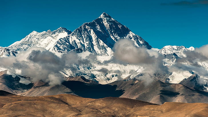 The Mighty Mount Everest, mountain, cloud, snow, bare, nature and landscapes
