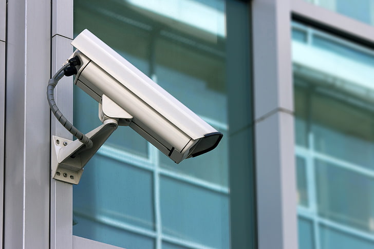 white surveillance camera, cctv, security, security Camera, security System