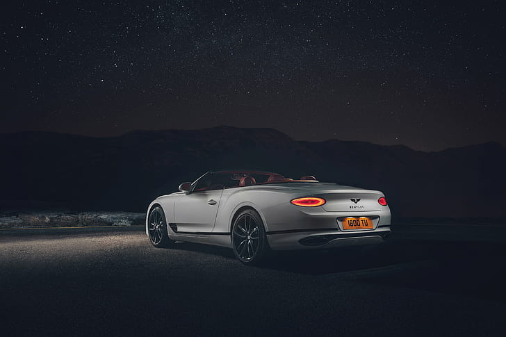 night, Bentley, Continental GT, rear view, Convertible, 2019, HD wallpaper
