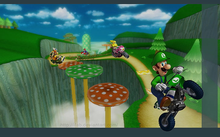 Mario, Mario Kart Wii, Bowser, Luigi, Princess Peach, HD wallpaper