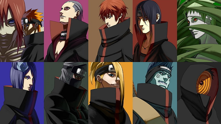 HD wallpaper: Naruto Akatsuki collage, Anime, Deidara (Naruto), Hidan
