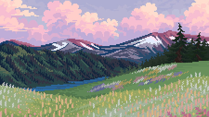 Artistic, Pixel Art, Landscape, Nature, HD wallpaper