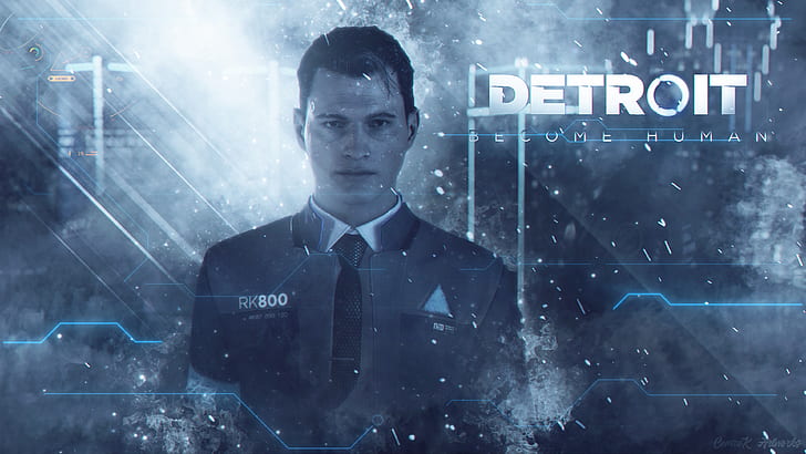 Detroit become human, games art, Detroit: Become Human, Connor (Detroit: Become Human)