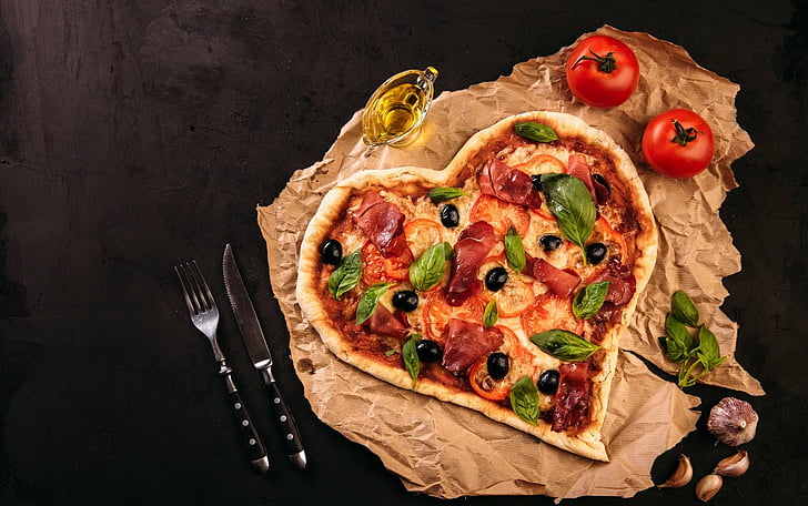 Food, Pizza, Heart-Shaped, Still Life, food and drink, cheese