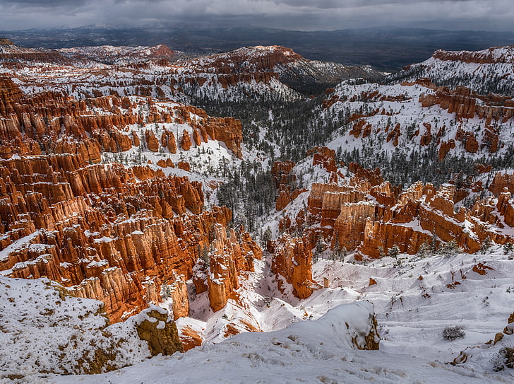 Inspiration Point, Bryce Canyon, Utah, Winter, landscape painting, HD wallpaper