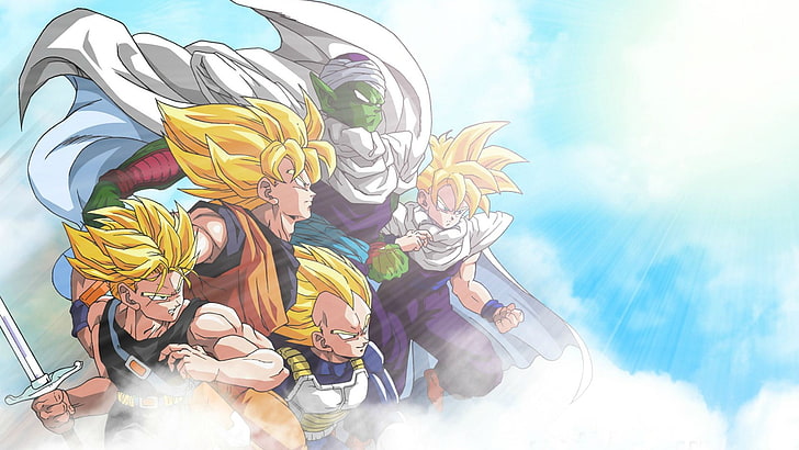Dragon Ball Z digital wallpaper, Son Goku, Piccolo, Gohan, Vegeta