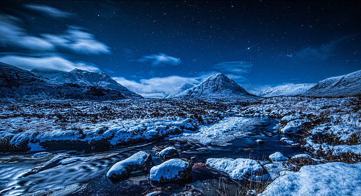 HD wallpaper: Earth, Night, Frozen, Mountain, Nature, Snow, Stars, Winter |  Wallpaper Flare