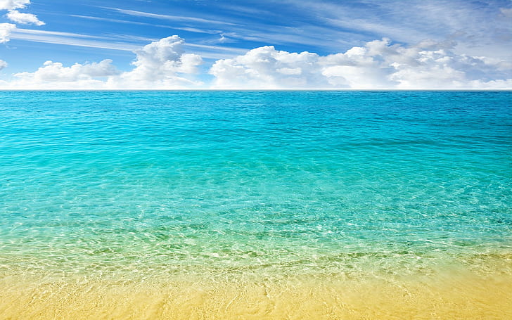 Nature, Landscape, Sea, Beach, Horizon, Caribbean, Tropical, Sand, Turquoise, Summer, Crystal, HD wallpaper