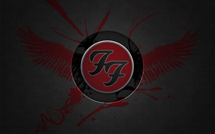 round black and red FF logo, Band (Music), Foo Fighters, close-up