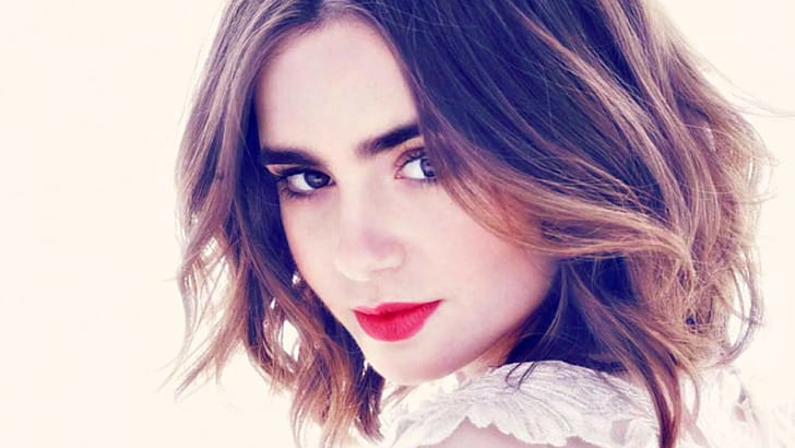 Lips, Lily Collins, Red Lipstick, Woman, Face, HD wallpaper