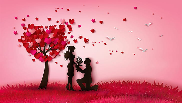 Holiday, Valentine's Day, Couple, Heart, Love, Tree