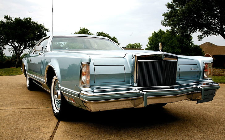 Old Lincoln Continental 1967, trees, cars, beautiful