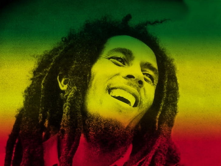 Bob Marley, Music, singer, headshot, portrait, one person, colored background