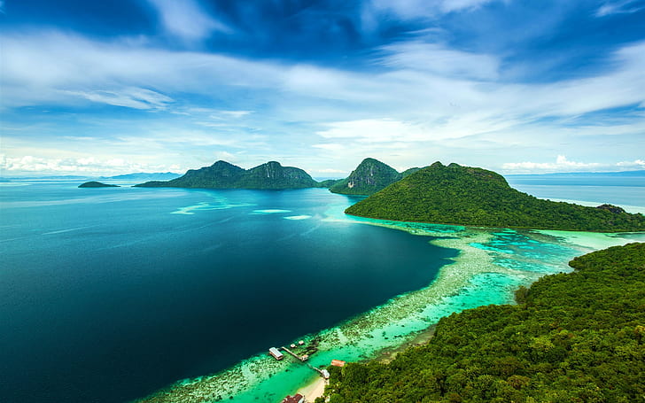Bohey Dulang Island, Malaysia, tropical, sea, coast, body of water, HD wallpaper