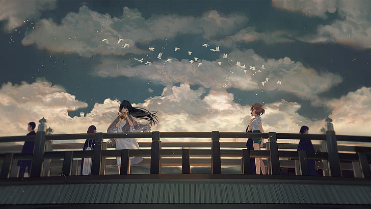 music, Kousaka Reina, Hibike! Euphonium, bridge, yuri, Oumae Kumiko, HD wallpaper