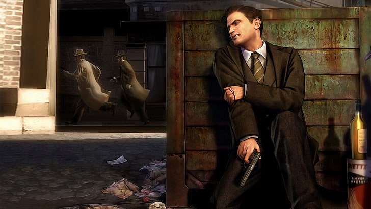 man holding a rifle painting, Mafia II, video games, gangsters