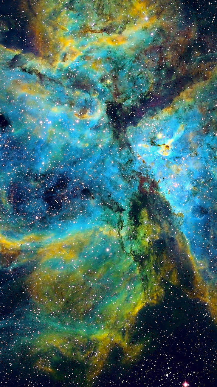 Carina Nebula Space, blue and yellow galaxy wallpaper, 3D, star