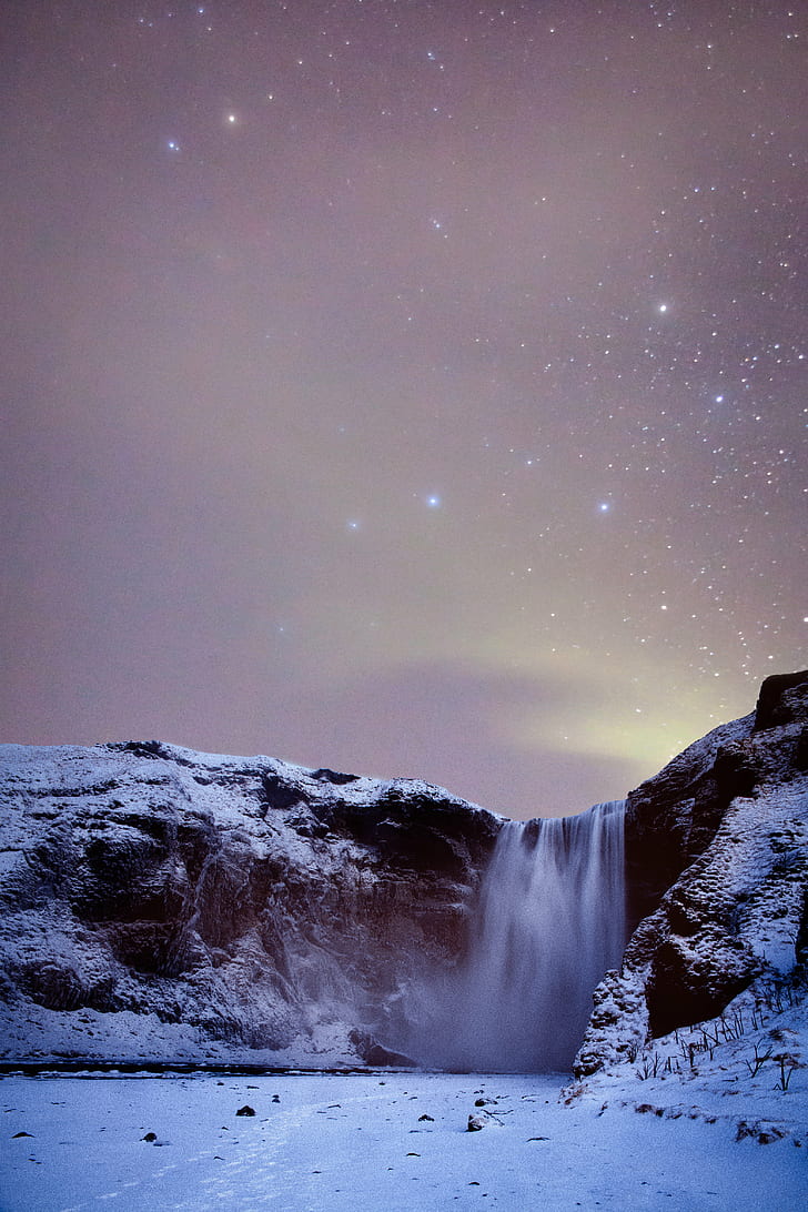 waterfalls during daytime, Skógafoss, Iceland, islandia, aurora  boreal, HD wallpaper