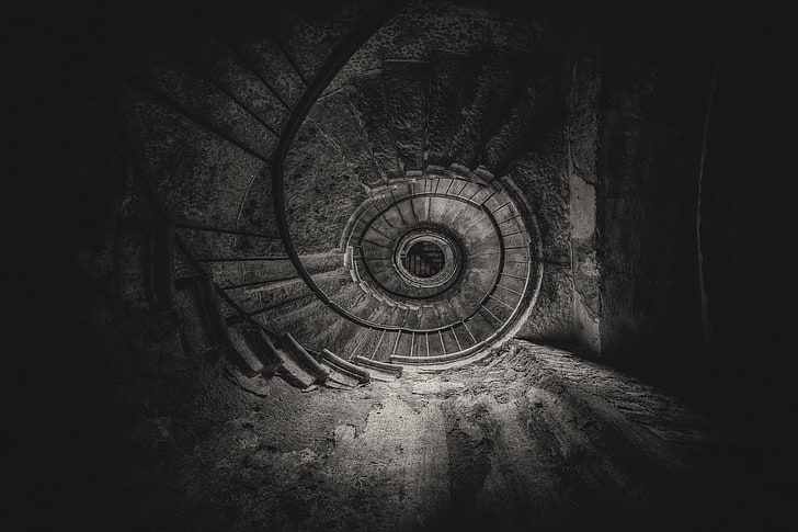 gray abstract painting, photography, monochrome, staircase, stairs, HD wallpaper
