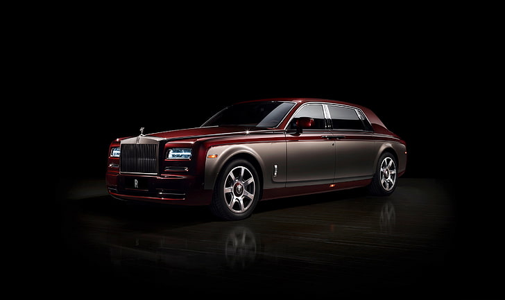 red and gray sedan, Phantom, black background, Rolls Royce, Pinnacle Travel, HD wallpaper