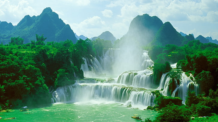 China Guangxi travel jungle waterfall 4K Ultra HD, scenics - nature, HD wallpaper