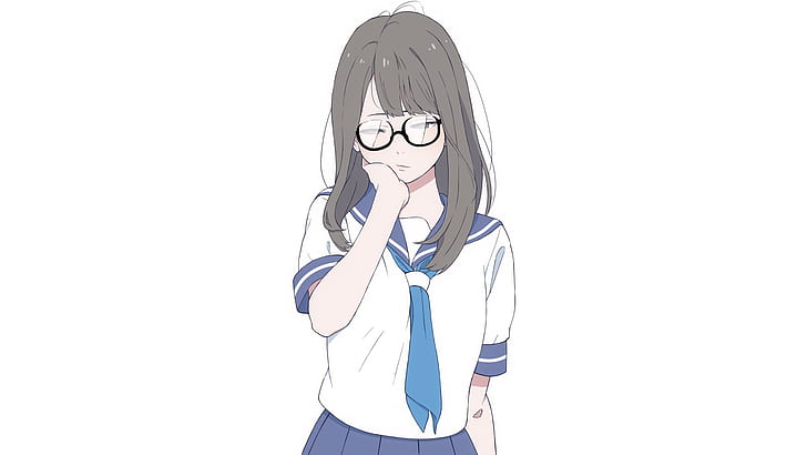 anime, manga, anime girls, minimalism, simple background, white background