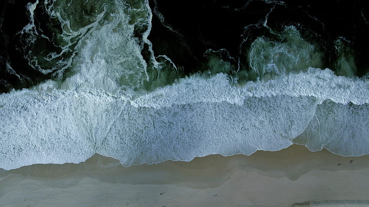 sea, waves, beach, HD wallpaper
