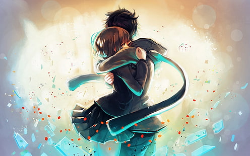 HD wallpaper: Anime Girl Boy Hug Love, hugging animated characters digital  wallpaper | Wallpaper Flare