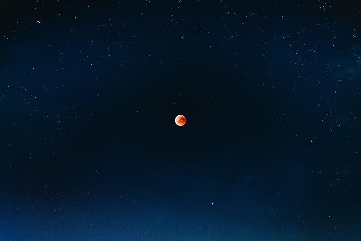 blood moon, full moon, red moon, eclipse, fiery moon, sky, space, HD wallpaper