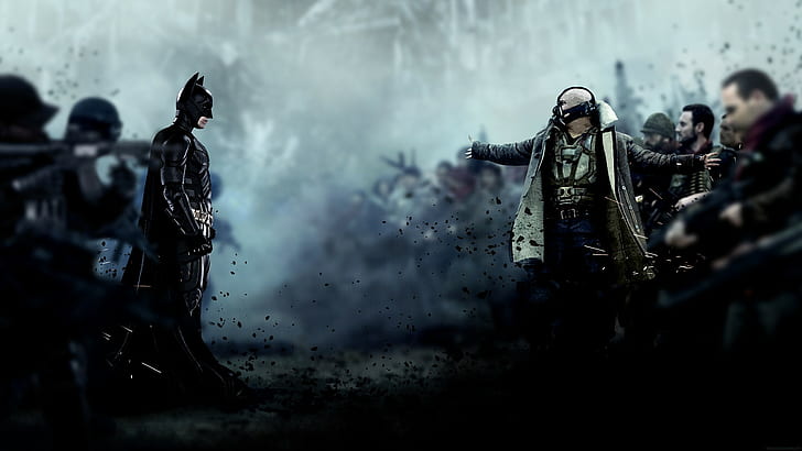 The Dark Knight Rises, Bane, Tom Hardy, Christian Bale, Batman, HD wallpaper