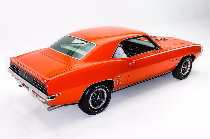 1969, 396, camaro, cars, chevrolet, convertible, orange, rs-ss, HD wallpaper