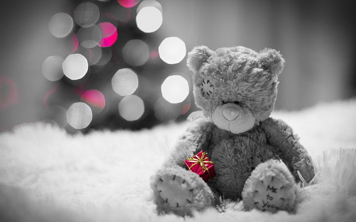 selective focus photography of bear, New Year, snow, representation