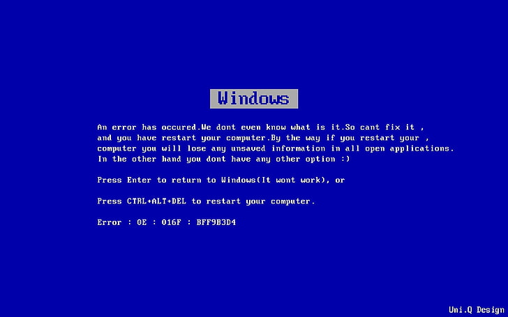 Windows specification, Microsoft Windows, Blue Screen of Death