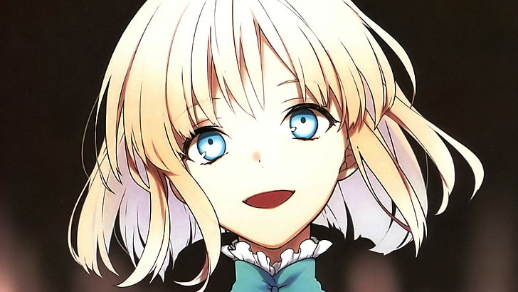 Fate Series, Sajou Manaka, blonde, short hair, blue eyes, smiling
