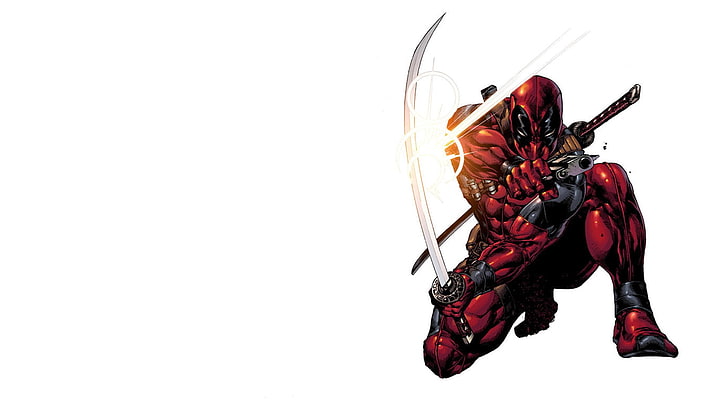 Deadpool illustration, Marvel Comics, white background, studio shot, HD wallpaper