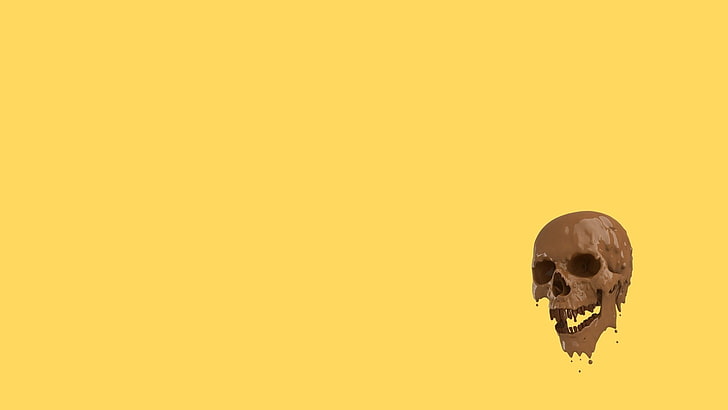 minimalism, skull, yellow, copy space, no people, one animal, HD wallpaper