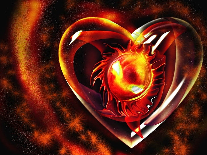 HD wallpaper: 3D Fire Heart, red heart digital wallpaper, Love, illuminated  | Wallpaper Flare