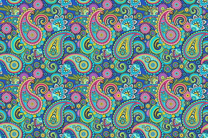 multicolored paisley pattern illustration, Indian cucumbers, vector, HD wallpaper