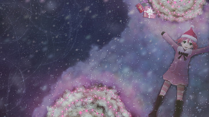 anime, Anime Girls, christmas, Osu, Pippi, snow, HD wallpaper