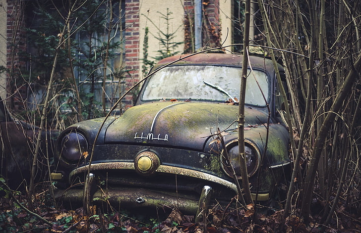 wreck, old, car, vehicle, abandoned, mode of transportation