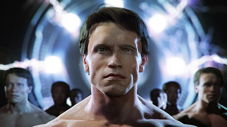 3d, Arnold Schwarzenegger, cgi, digital art, Endoskeleton, face
