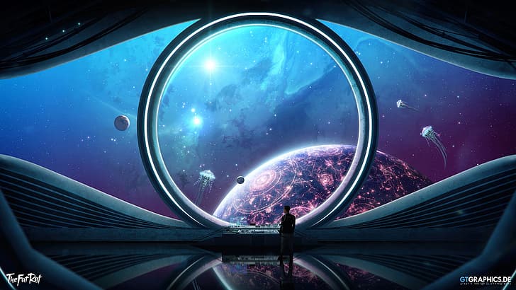 Taenaron, 3D, space, science fiction, planet, futuristic, TheFatRat, HD wallpaper