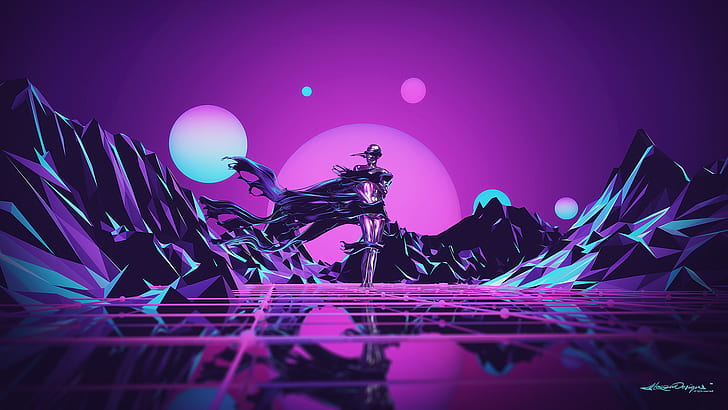 abstract, Lacza, Low Poly, Retro style, HD wallpaper