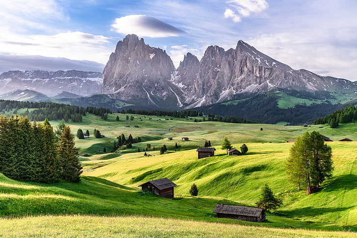mountains, Italy, The Dolomites, Dolomite Alps, The Alpe di Siusi, HD wallpaper