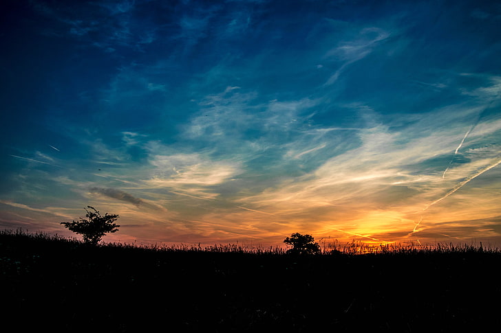nature, sky, sunset, landscape, tranquil scene, tranquility, HD wallpaper