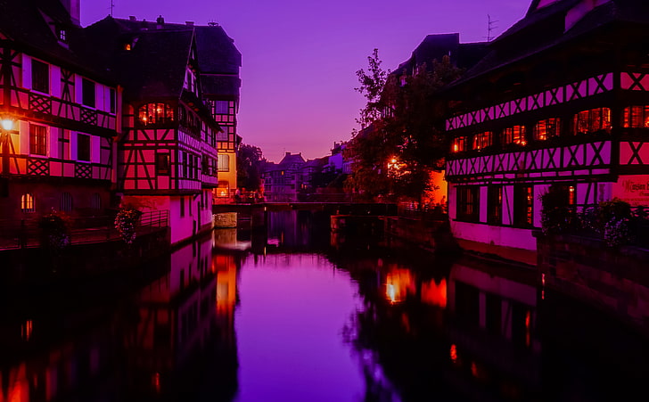 Pink City, Europe, France, Evening, sunset, purple, strasbourg, HD wallpaper